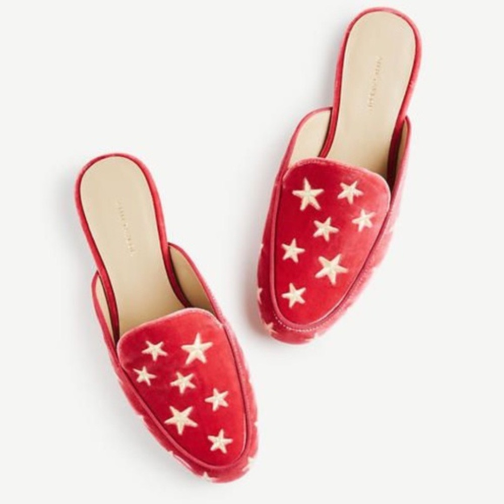 Ann Taylor Karolina Star Pink Velvet Loafer Slides